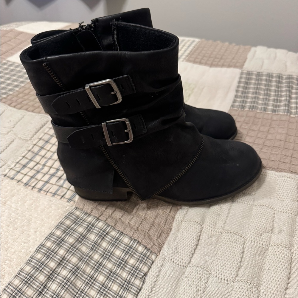 Jellypop Black Ankle Boots with Buckle Detail